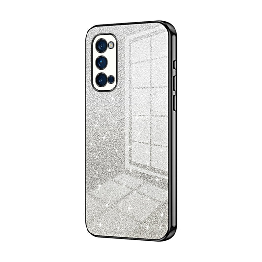For OPPO Reno4 Pro Gradient Glitter Powder Electroplated Phone Case(Black) - OPPO Cases by PMC Jewellery | Online Shopping South Africa | PMC Jewellery | Buy Now Pay Later Mobicred