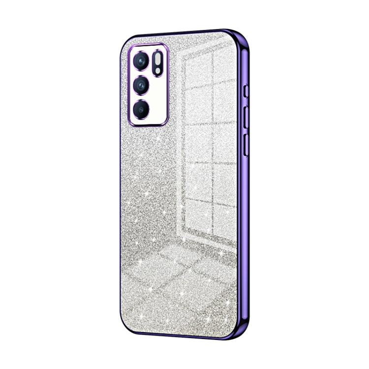 For OPPO Reno6 Indian / Malay Gradient Glitter Powder Electroplated Phone Case(Purple) - OPPO Cases by PMC TechLife | Online Shopping South Africa | PMC TechLife | Buy Now Pay Later Mobicred