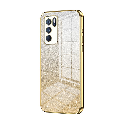 For OPPO Reno6 Pro Indian  Gradient Glitter Powder Electroplated Phone Case(Gold) - OPPO Cases by PMC Jewellery | Online Shopping South Africa | PMC Jewellery | Buy Now Pay Later Mobicred