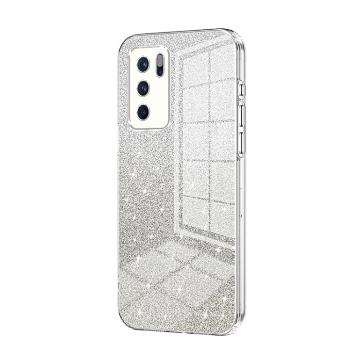 For OPPO Reno6 Pro Indian  Gradient Glitter Powder Electroplated Phone Case(Transparent) - OPPO Cases by PMC TechLife | Online Shopping South Africa | PMC TechLife | Buy Now Pay Later Mobicred