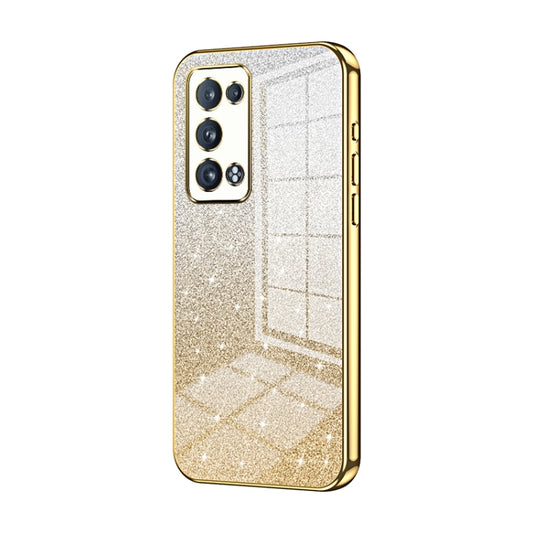 For OPPO Reno6 Pro+ Gradient Glitter Powder Electroplated Phone Case(Gold) - OPPO Cases by PMC Jewellery | Online Shopping South Africa | PMC Jewellery | Buy Now Pay Later Mobicred