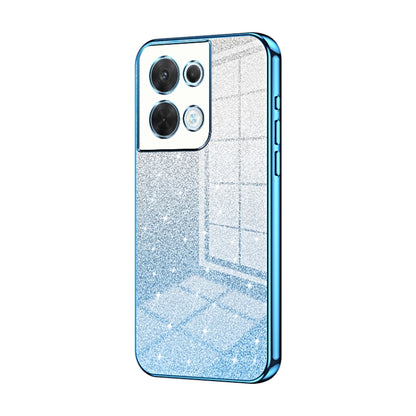 For OPPO Reno8 Gradient Glitter Powder Electroplated Phone Case(Blue) - OPPO Cases by PMC Jewellery | Online Shopping South Africa | PMC Jewellery | Buy Now Pay Later Mobicred