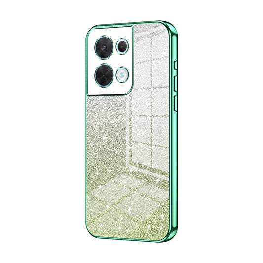 For OPPO Reno8 Gradient Glitter Powder Electroplated Phone Case(Green) - OPPO Cases by PMC Jewellery | Online Shopping South Africa | PMC Jewellery | Buy Now Pay Later Mobicred
