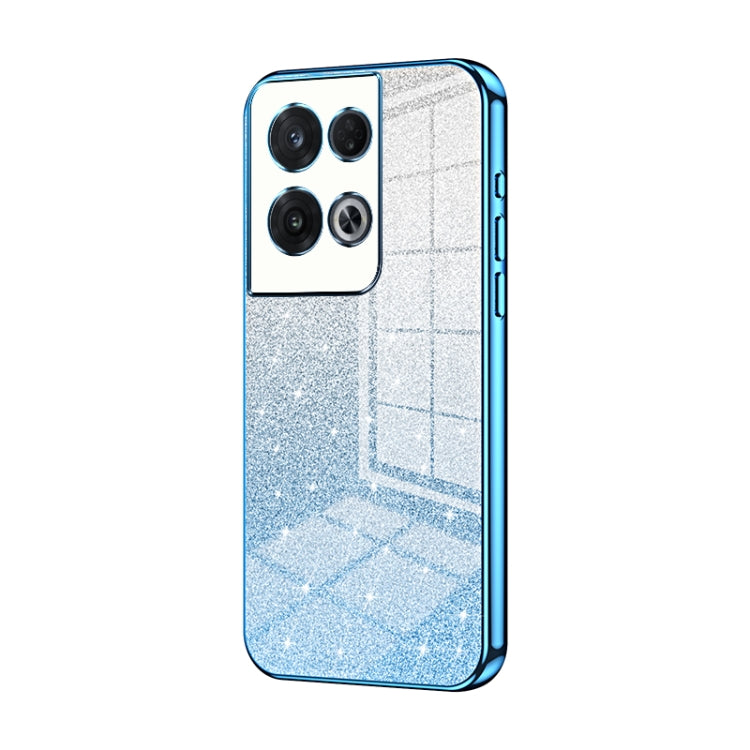 For OPPO Reno8 Pro Gradient Glitter Powder Electroplated Phone Case(Blue) - OPPO Cases by PMC TechLife | Online Shopping South Africa | PMC TechLife | Buy Now Pay Later Mobicred
