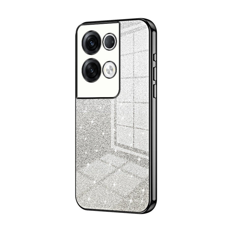 For OPPO Reno8 Pro+ Gradient Glitter Powder Electroplated Phone Case(Black) - OPPO Cases by PMC TechLife | Online Shopping South Africa | PMC TechLife | Buy Now Pay Later Mobicred
