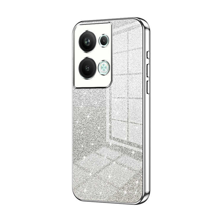 For OPPO Reno9 Pro+ Gradient Glitter Powder Electroplated Phone Case(Silver) - OPPO Cases by PMC Jewellery | Online Shopping South Africa | PMC Jewellery | Buy Now Pay Later Mobicred