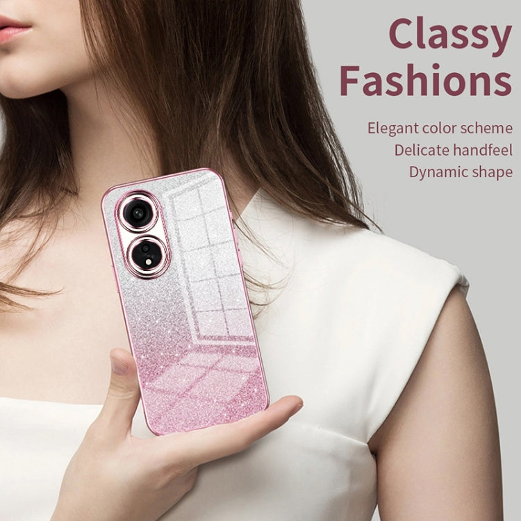For OPPO Reno7 Pro Gradient Glitter Powder Electroplated Phone Case(Pink) - OPPO Cases by PMC TechLife | Online Shopping South Africa | PMC TechLife | Buy Now Pay Later Mobicred