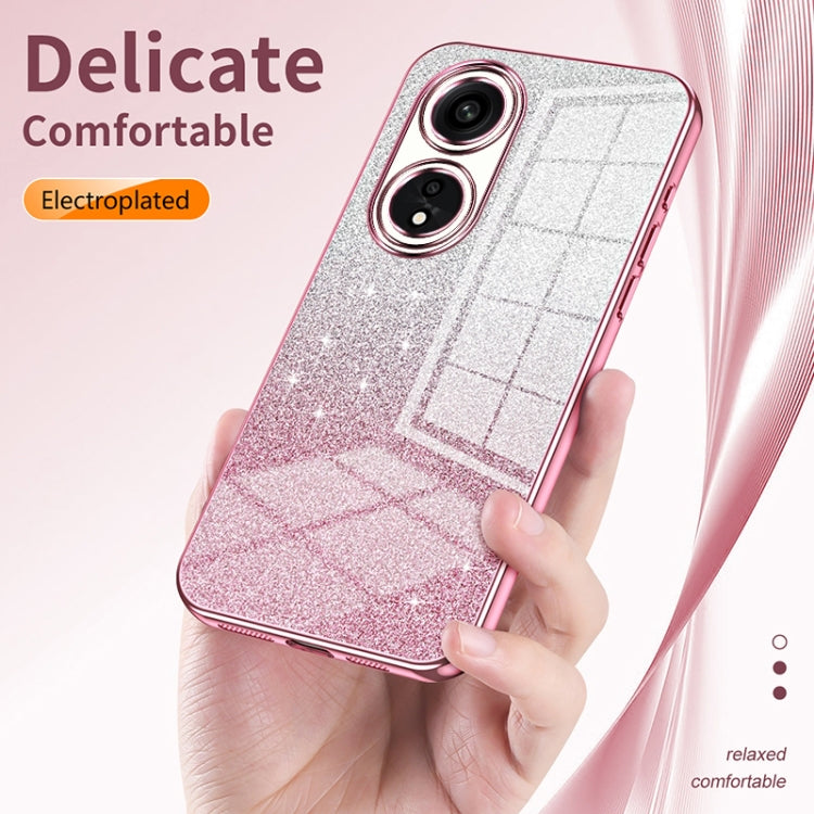 For OPPO Reno3 4G / F15 / A91 Gradient Glitter Powder Electroplated Phone Case(Transparent) - OPPO Cases by PMC Jewellery | Online Shopping South Africa | PMC Jewellery | Buy Now Pay Later Mobicred