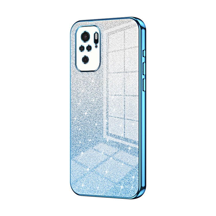 For Xiaomi Redmi Note 10/Note 10S Gradient Glitter Powder Electroplated Phone Case(Blue) - Xiaomi Cases by PMC TechLife | Online Shopping South Africa | PMC TechLife | Buy Now Pay Later Mobicred