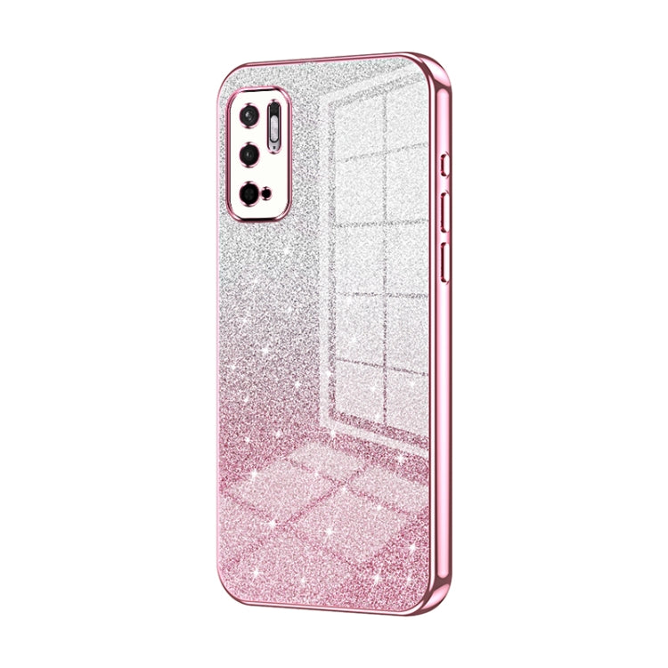 For Xiaomi Redmi Note 10 5G / Note 10T 5G Gradient Glitter Powder Electroplated Phone Case(Pink) - free shipping - PMC TechLife - Order now!