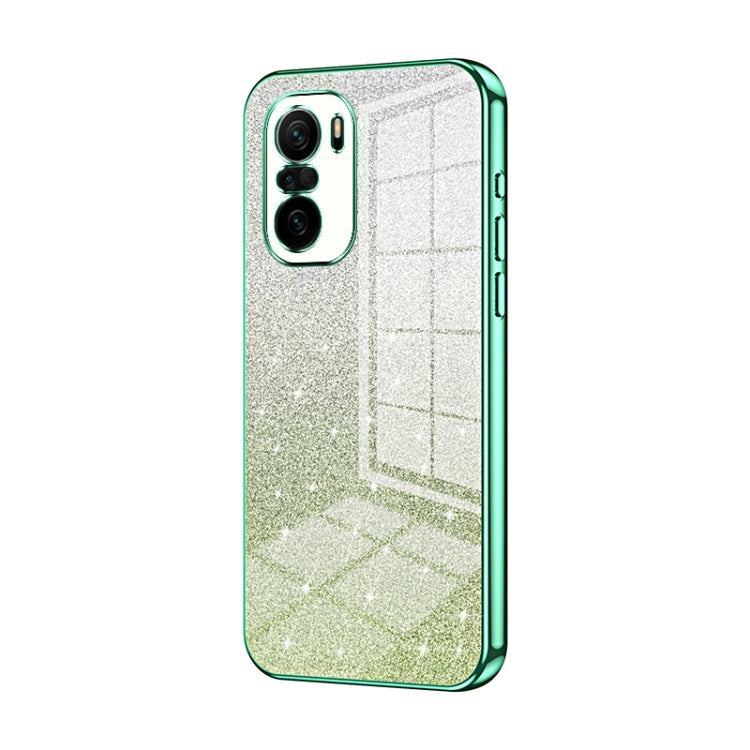 For Xiaomi Redmi K40 / K40 Pro / K40 Pro+ Gradient Glitter Powder Electroplated Phone Case(Green) - Xiaomi Cases by PMC TechLife | Online Shopping South Africa | PMC TechLife | Buy Now Pay Later Mobicred