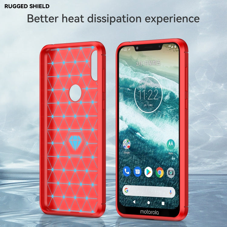 For Motorola Moto One Carbon Fiber Brushed Texture TPU Phone Case(Red) - free shipping - PMC TechLife - Order now!