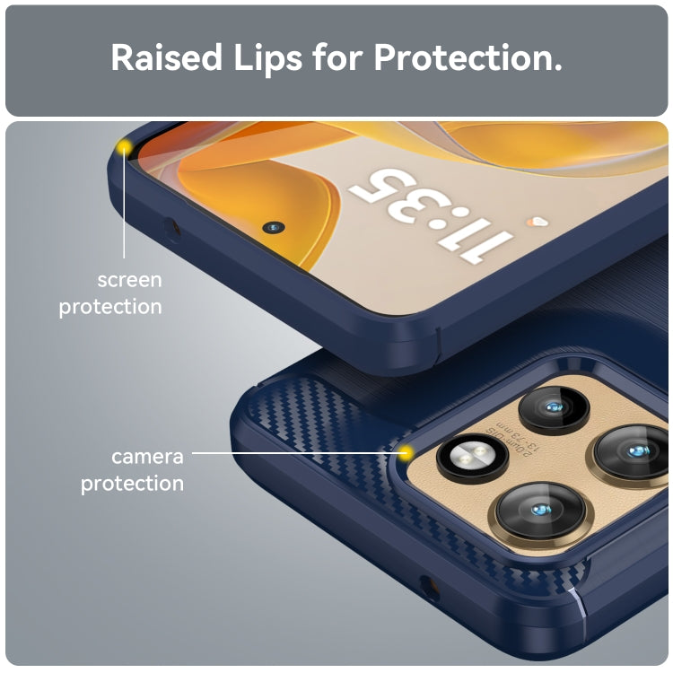 For Motorola Edge 50 Neo Carbon Fiber Brushed Texture TPU Phone Case(Blue) - free shipping - PMC TechLife - Order now!