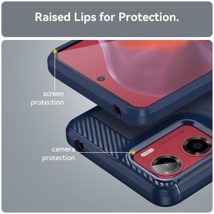 For Motorola Moto E15 Carbon Fiber Brushed Texture TPU Phone Case(Blue) - free shipping - PMC TechLife - Order now!