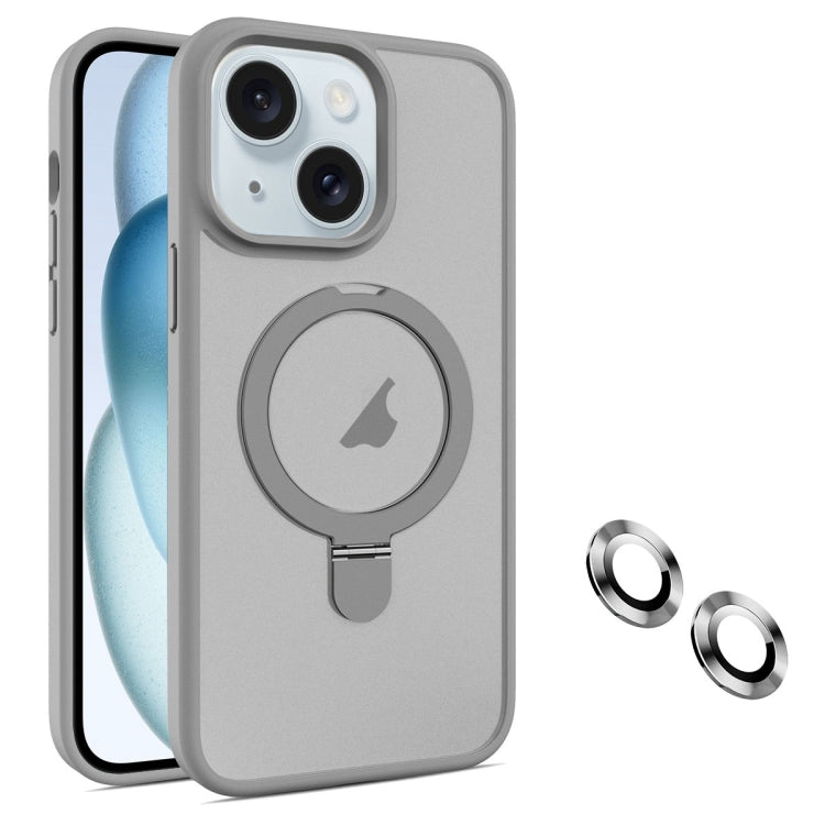 For iPhone 15 Plus MagSafe Magnetic Holder Phone Case(Grey) - iPhone 15 Plus Cases by PMC Jewellery | Online Shopping South Africa | PMC Jewellery