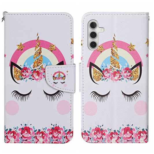 For Samsung Galaxy S24 5G Colored Drawing Pattern Leather Phone Case(Crown Unicorn) - Galaxy S24 5G Cases by PMC Jewellery | Online Shopping South Africa | PMC Jewellery