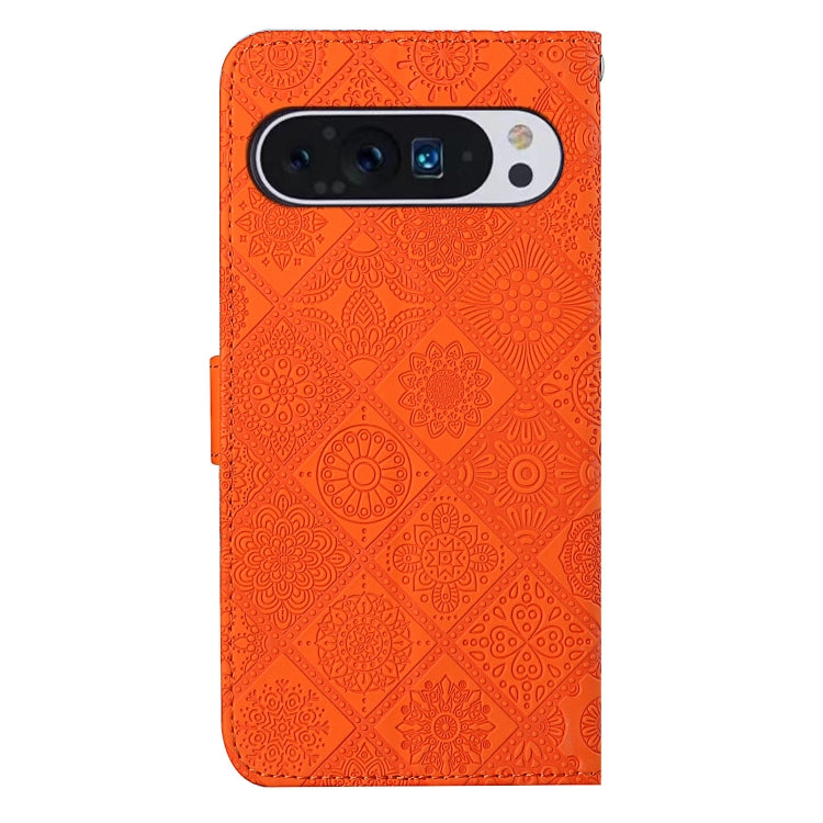 For Google Pixel 9 / 9 Pro Ethnic Style Embossed Pattern Leather Phone Case(Orange) - Google Cases by PMC TechLife | Online Shopping South Africa | PMC TechLife | Buy Now Pay Later Mobicred