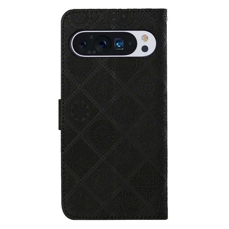 For Google Pixel 9 / 9 Pro Ethnic Style Embossed Pattern Leather Phone Case(Black) - Google Cases by PMC TechLife | Online Shopping South Africa | PMC TechLife | Buy Now Pay Later Mobicred