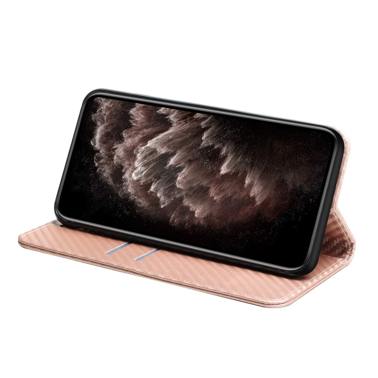 For Xiaomi Redmi Note 13 Pro 5G Carbon Fiber Texture Flip Holder Leather Phone Case(Rose Gold) - Note 13 Pro Cases by PMC TechLife | Online Shopping South Africa | PMC TechLife | Buy Now Pay Later Mobicred
