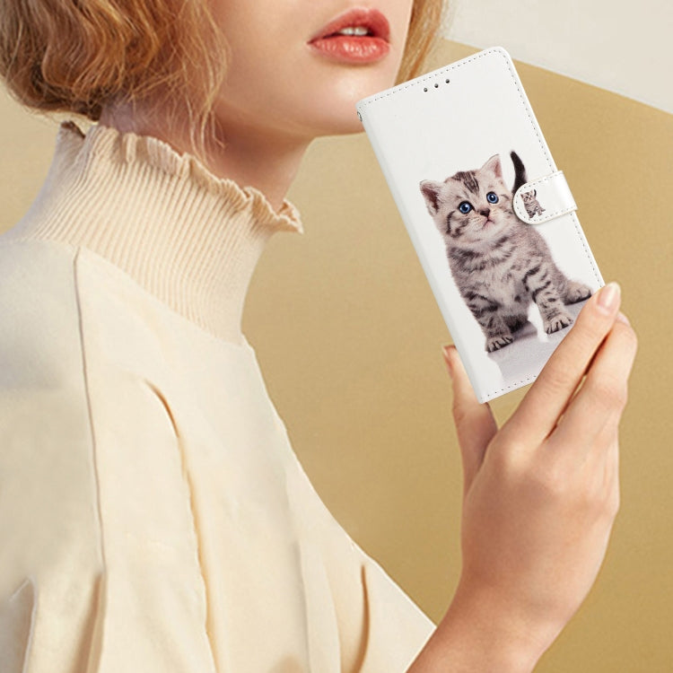 For Blackview A53 Pro Colored Drawing Leather Phone Case(Little Tabby Cat) - More Brand by PMC Jewellery | Online Shopping South Africa | PMC Jewellery | Buy Now Pay Later Mobicred