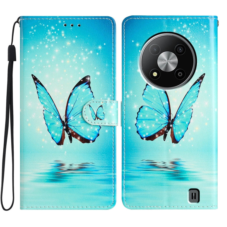 For ZTE Blade A73 5G Colored Drawing Leather Phone Case(Blue Butterfly) - ZTE Cases by PMC TechLife | Online Shopping South Africa | PMC TechLife | Buy Now Pay Later Mobicred