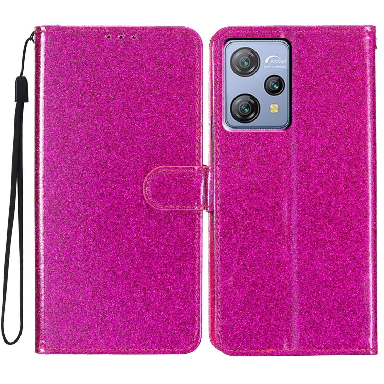 For Blackview A53 Pro Glitter Powder Flip Leather Phone Case(Rose Red) - More Brand by PMC TechLife | Online Shopping South Africa | PMC TechLife | Buy Now Pay Later Mobicred