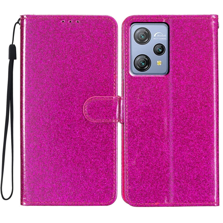 For Blackview A53 Pro Glitter Powder Flip Leather Phone Case(Rose Red) - More Brand by PMC Jewellery | Online Shopping South Africa | PMC Jewellery | Buy Now Pay Later Mobicred