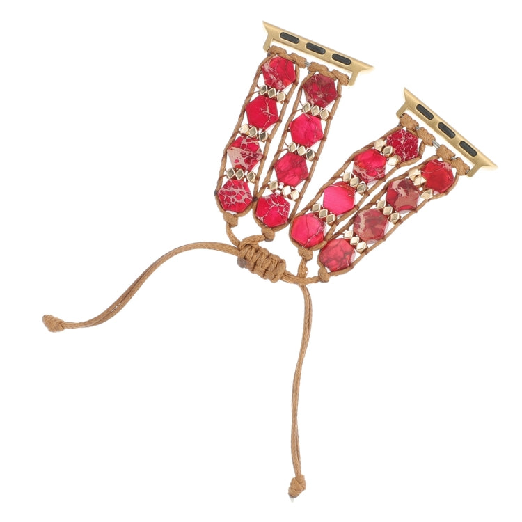 For Apple Watch Ultra 2 49mm Hexagonal Stones Drawstring Chain Watch Band(Red) - Watch Bands by PMC TechLife | Online Shopping South Africa | PMC TechLife | Buy Now Pay Later Mobicred