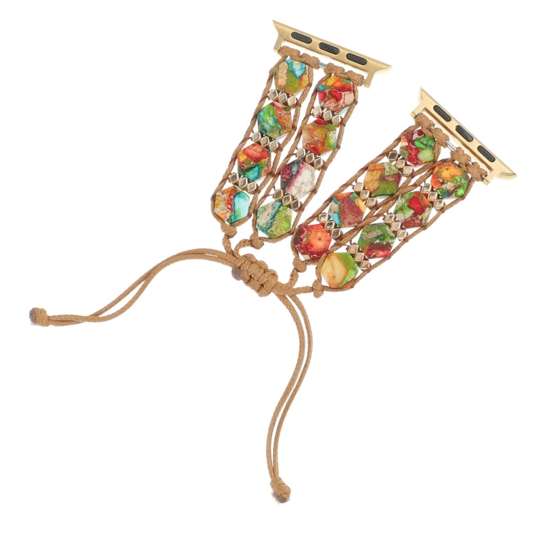 For Apple Watch 38mm Hexagonal Stones Drawstring Chain Watch Band(Colorful) - Watch Bands by PMC TechLife | Online Shopping South Africa | PMC TechLife