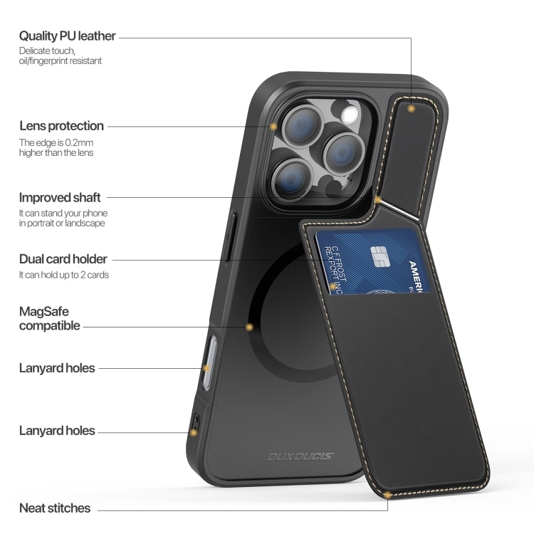For iPhone 16 Pro Max DUX DUCIS Rafi II Series MagSafe Magnetic Holder RFID Phone Case(Black) - free shipping - PMC Jewellery - Order now!