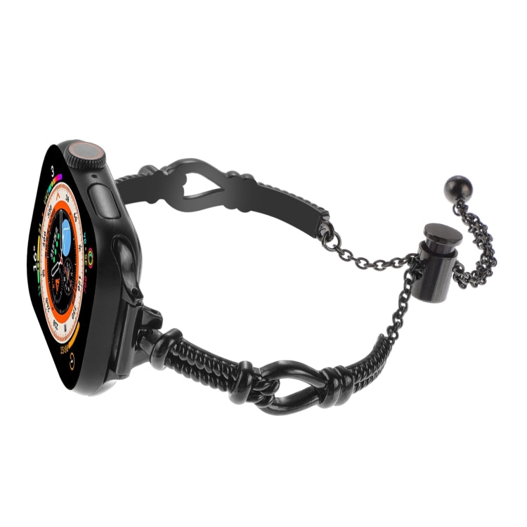 For Apple Watch Series 8 45mm Twist Metal Bracelet Chain Watch Band(Black) - Watch Bands by PMC Jewellery | Online Shopping South Africa | PMC Jewellery