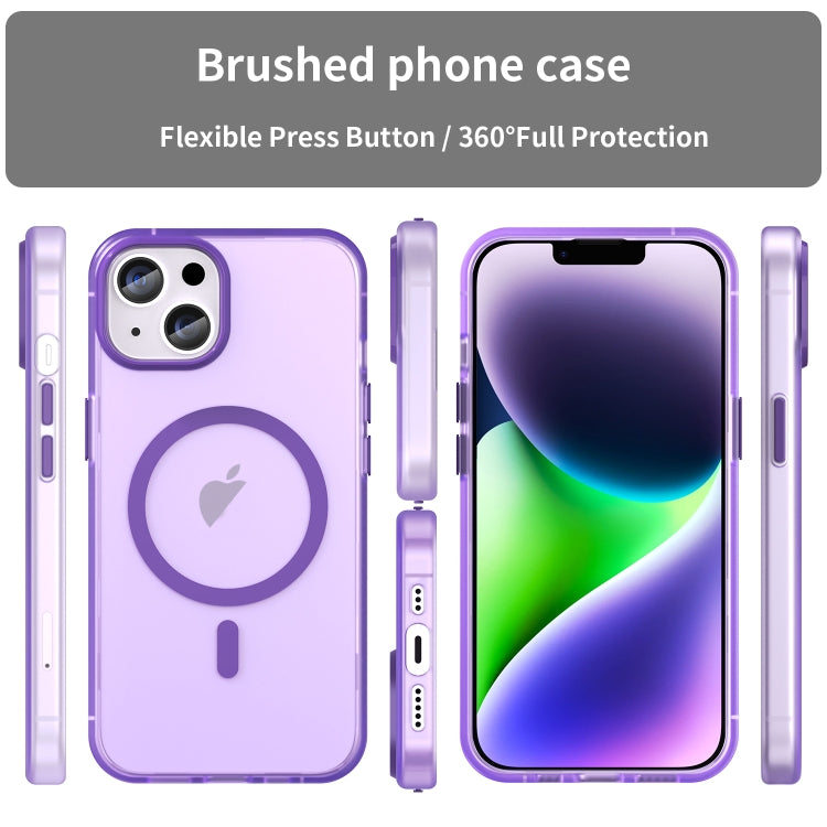 For iPhone 14 MagSafe Frosted Translucent TPU + PC Full Coverage Phone Case(Dark Purple) - iPhone 14 Cases by PMC TechLife | Online Shopping South Africa | PMC TechLife