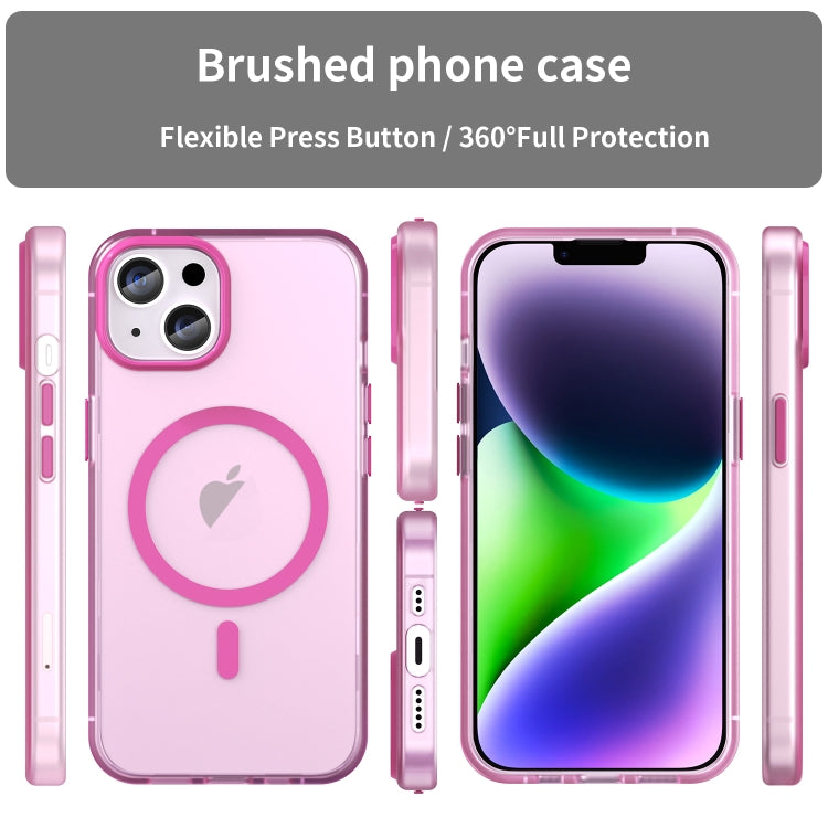 For iPhone 14 MagSafe Frosted Translucent TPU + PC Full Coverage Phone Case(Pink) - iPhone 14 Cases by PMC Jewellery | Online Shopping South Africa | PMC Jewellery