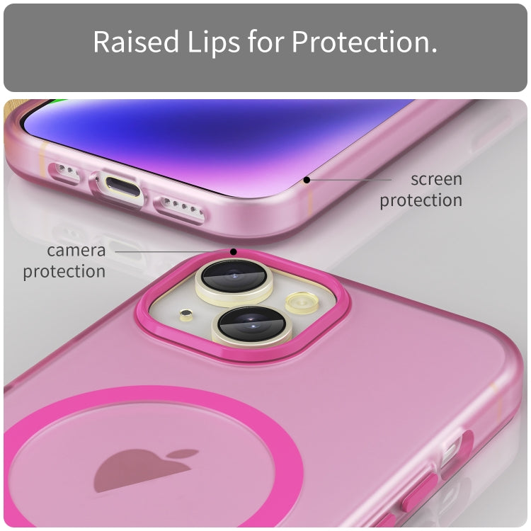 For iPhone 14 MagSafe Frosted Translucent TPU + PC Full Coverage Phone Case(Pink) - iPhone 14 Cases by PMC Jewellery | Online Shopping South Africa | PMC Jewellery