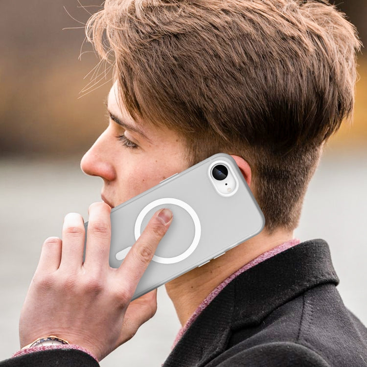 For iPhone 16e MagSafe Frosted Translucent TPU + PC Full Coverage Phone Case(White) - iPhone 16e Cases by PMC TechLife | Online Shopping South Africa | PMC TechLife | Buy Now Pay Later Mobicred