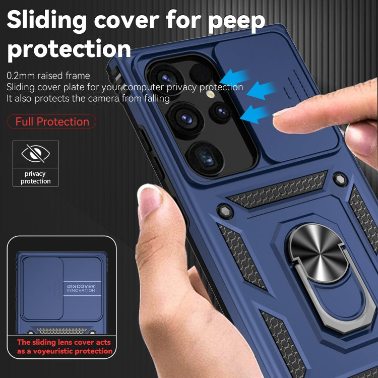 For Samsung Galaxy S24 Ultra 5G Sliding Camshield Holder Phone Case(Blue) - Galaxy S24 Ultra 5G Cases by PMC Jewellery | Online Shopping South Africa | PMC Jewellery