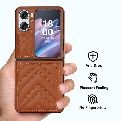 For OPPO Find N2 Flip V-shaped Folding Phone Case(Brown) - Find N2 Flip Cases by PMC Jewellery | Online Shopping South Africa | PMC Jewellery | Buy Now Pay Later Mobicred