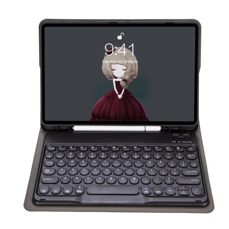 For Samsung Galaxy Tab S10 FE / S9 FE / S9 Candy Color TPU Round Keycap Bluetooth Keyboard Leather Case with Pen Slot(Black) - free shipping - PMC TechLife - Order now!