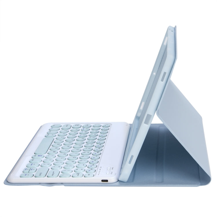 For Samsung Galaxy Tab S10 FE / S9 FE / S9 Candy Color TPU Round Keycap Bluetooth Keyboard Leather Case with Pen Slot(Ice Blue) - Samsung Keyboard by PMC TechLife | Online Shopping South Africa | PMC TechLife | Buy Now Pay Later Mobicred