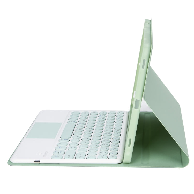 For Samsung Galaxy Tab S9 FE Candy Color TPU Round Keycap Touch Bluetooth Keyboard Leather Case(Light Green) - Samsung Keyboard by PMC TechLife | Online Shopping South Africa | PMC TechLife