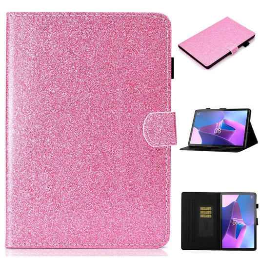 For Lenovo Tab P12 2023 / TB370FU Varnish Glitter Powder Smart Leather Tablet Case(Pink) - Lenovo by PMC Jewellery | Online Shopping South Africa | PMC Jewellery | Buy Now Pay Later Mobicred