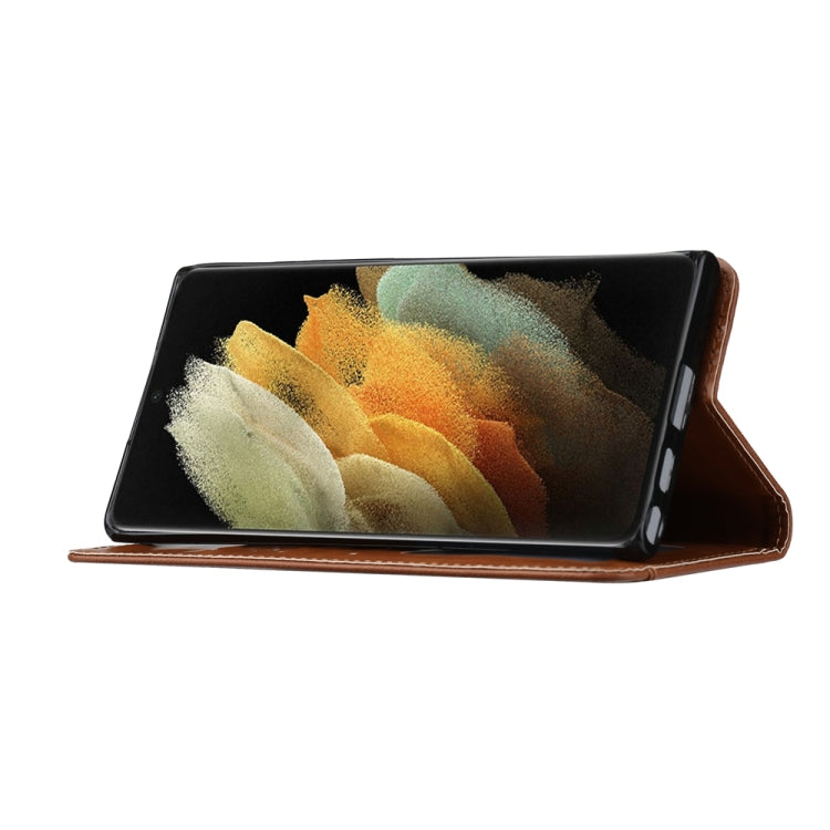 For Samsung Galaxy S25 Ultra 5G Knead Skin Texture Flip Leather Phone Case(Brown) - Galaxy S25 Ultra 5G Cases by PMC Jewellery | Online Shopping South Africa | PMC Jewellery | Buy Now Pay Later Mobicred
