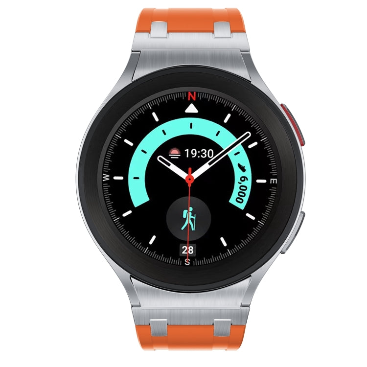 For Samsung Galaxy watch 4 / 5 / 6 AP Series Liquid Silicone Watch Band(Silver Orange) - Watch Bands by PMC TechLife | Online Shopping South Africa | PMC TechLife