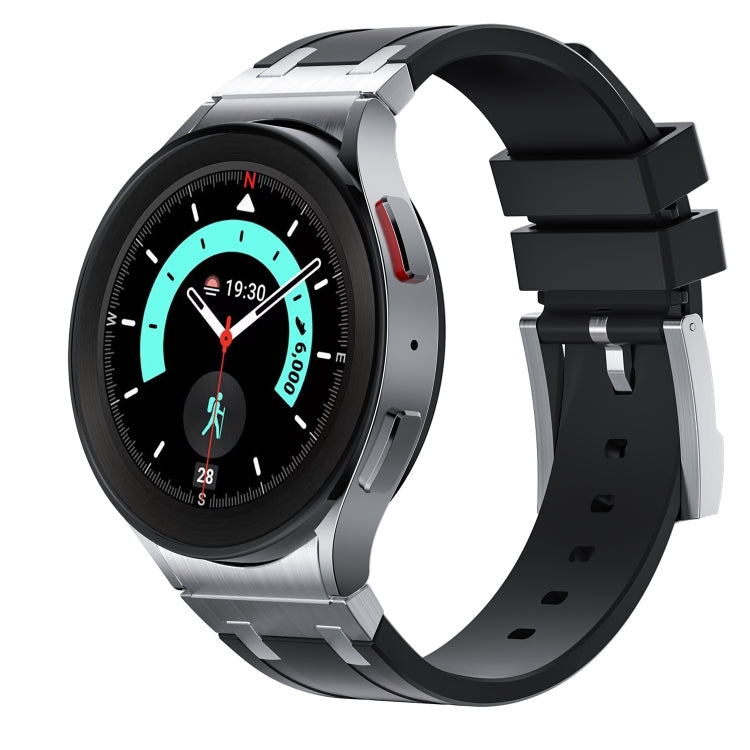 For Samsung Galaxy watch 4 / 5 / 6 AP Series Liquid Silicone Watch Band(Silver Black) - Watch Bands by PMC Jewellery | Online Shopping South Africa | PMC Jewellery