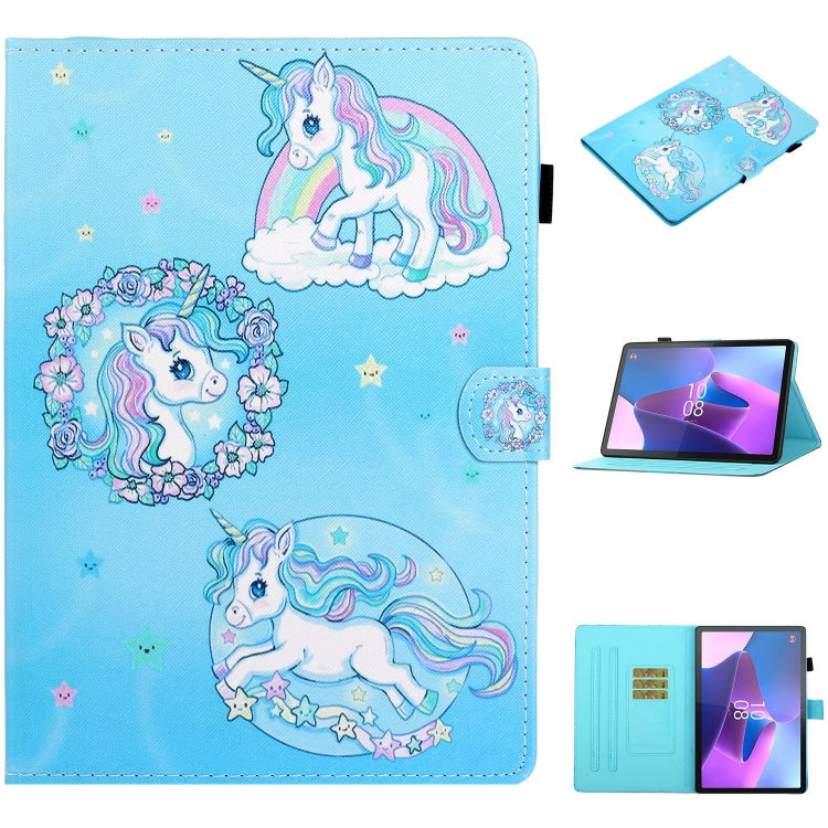 For Lenovo Tab P12 2023 / TB370FU Coloured Drawing Stitching Smart Leather Tablet Case(Unicorn) - Lenovo by PMC TechLife | Online Shopping South Africa | PMC TechLife | Buy Now Pay Later Mobicred