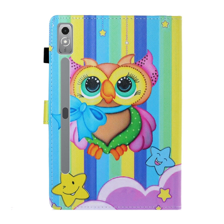 For Lenovo Tab P12 2023 / TB370FU Coloured Drawing Stitching Smart Leather Tablet Case(Rainbow Owl) - Lenovo by PMC TechLife | Online Shopping South Africa | PMC TechLife | Buy Now Pay Later Mobicred