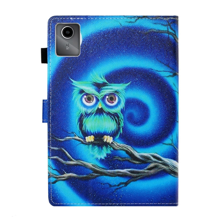 For Lenovo Tab M11/ Xiaoxin Pad 11 2024 Coloured Drawing Stitching Smart Leather Tablet Case(Moon Owl) - Lenovo by PMC Jewellery | Online Shopping South Africa | PMC Jewellery | Buy Now Pay Later Mobicred