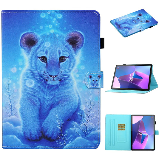 For Lenovo Tab P12 2023 / TB370FU Coloured Drawing Stitching Smart Leather Tablet Case(Little Tiger) - Lenovo by PMC Jewellery | Online Shopping South Africa | PMC Jewellery | Buy Now Pay Later Mobicred