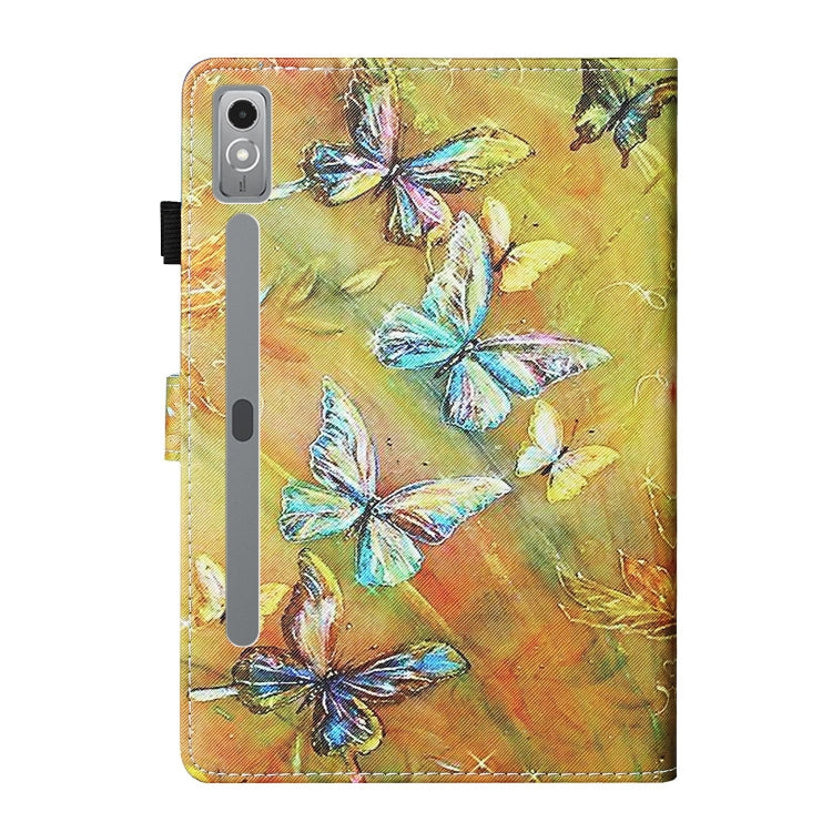 For Lenovo Tab P12 2023 / TB370FU Coloured Drawing Stitching Smart Leather Tablet Case(Butterfly) - Lenovo by PMC TechLife | Online Shopping South Africa | PMC TechLife | Buy Now Pay Later Mobicred