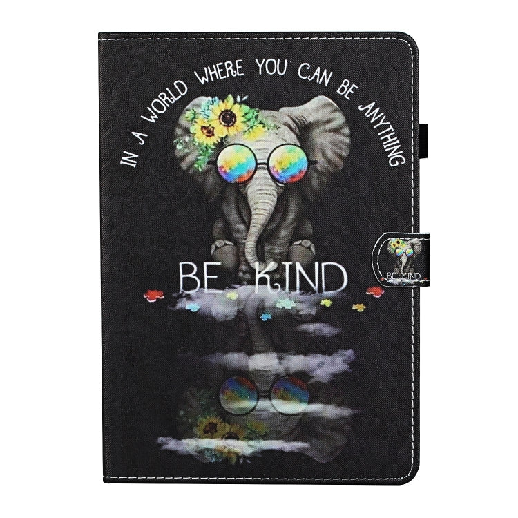 For Lenovo Tab M11/ Xiaoxin Pad 11 2024 Coloured Drawing Stitching Smart Leather Tablet Case(Glasses Elephant) - Lenovo by PMC Jewellery | Online Shopping South Africa | PMC Jewellery | Buy Now Pay Later Mobicred